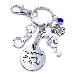 Police Officer Keychain Purse Charm She Believed She Could So She Did